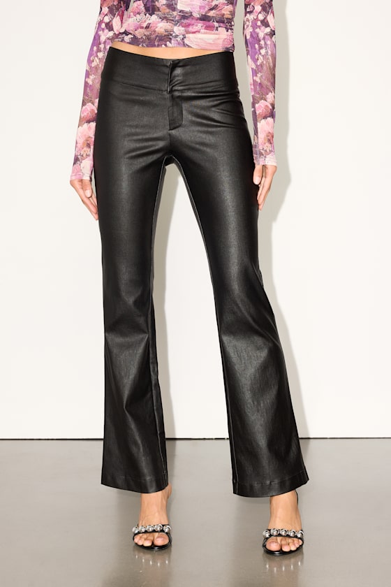 Hanson Black Coated Low-Rise Bootcut Pants 2
