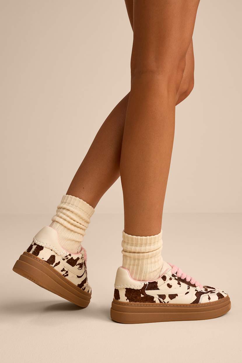 Baskets Steve Madden Pour Femme - Cuir Marron, Semelle Plate - Taille US 8 - Occasion