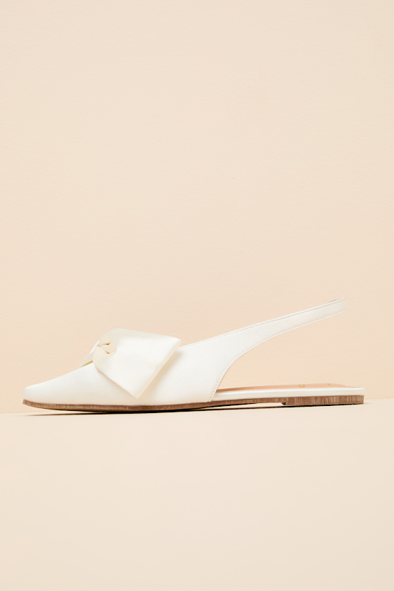 White Slingback Flats - Satin Slingback Flats - WhiteSlingbacks - Image 4