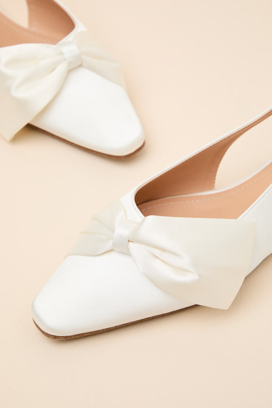 White Slingback Flats - Satin Slingback Flats - WhiteSlingbacks - Image 6