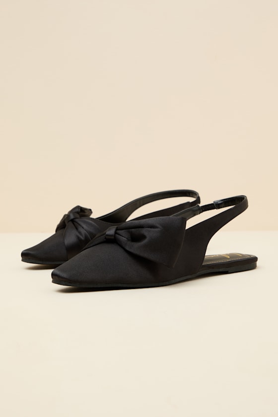 Black Slingback Flats - Satin Slingback Flats - Black Slingbacks - Image 6