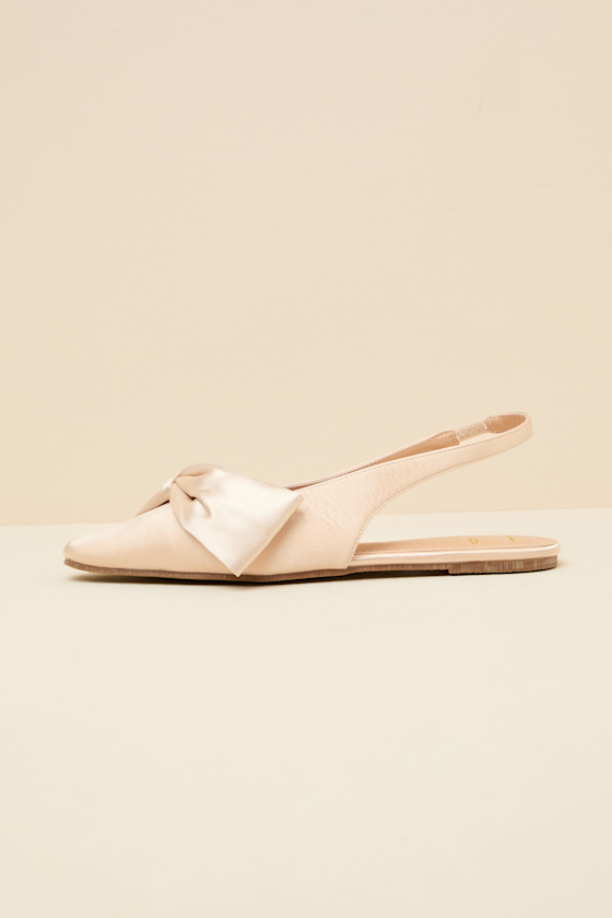 Champagne Slingback Flats - Satin Slingback Flats - Slingbacks - Image 4