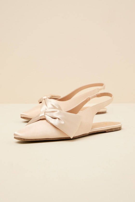 Champagne Slingback Flats - Satin Slingback Flats - Slingbacks - Image 6