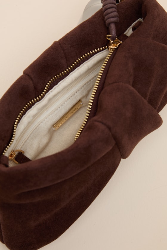Dolce Vita Louela - Chocolate Brown Clutch - Suede Pleated Clutch - Image 6