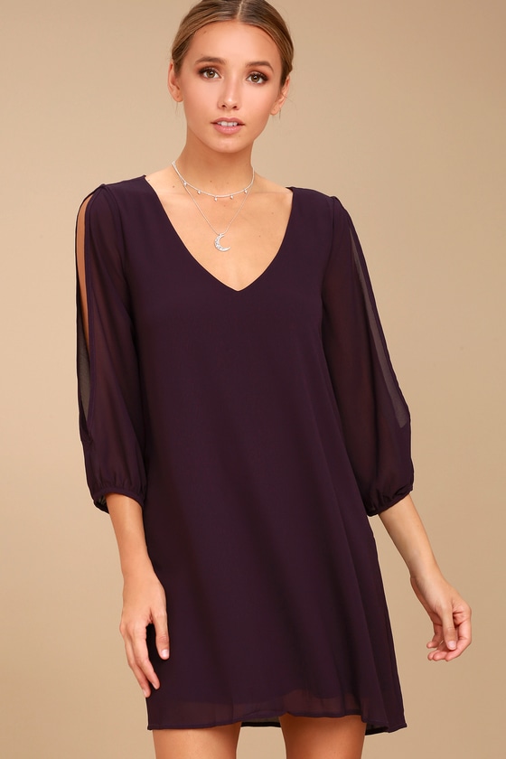 plum shift dress