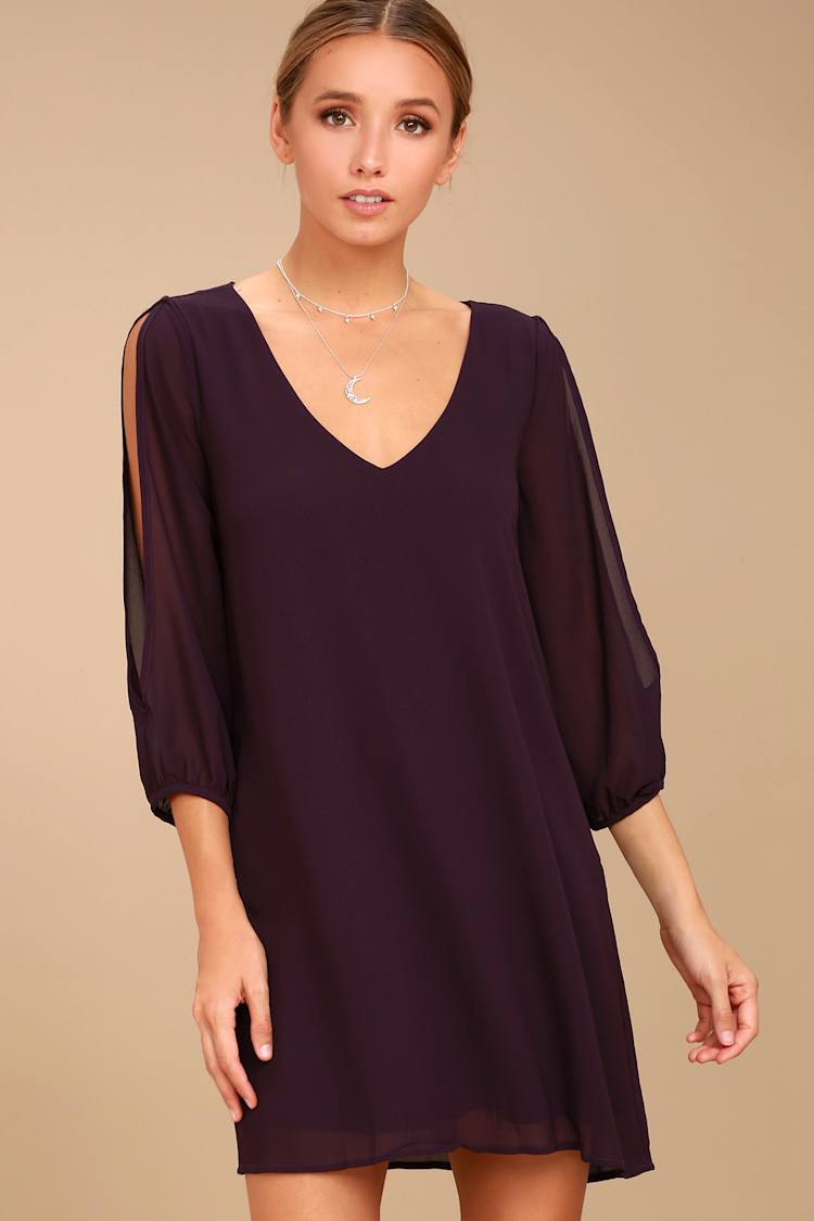 shifting dears long sleeve dress Pretty Grey Dress - Shift Dress - Cold Shoulder Dress - $44.00