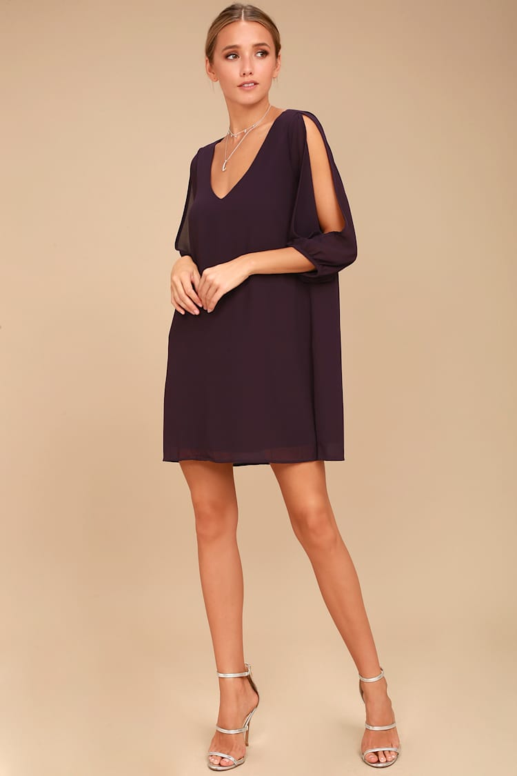shifting dears long sleeve dress Pretty Grey Dress - Shift Dress - Cold Shoulder Dress - $44.00