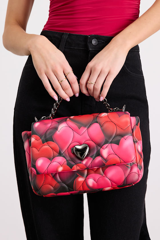 Betsey Johnson Red Bubble Hearts Embroide Crossbody Bag