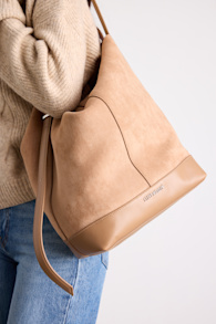 Denise Tan Suede Slouchy Tote Bag 3
