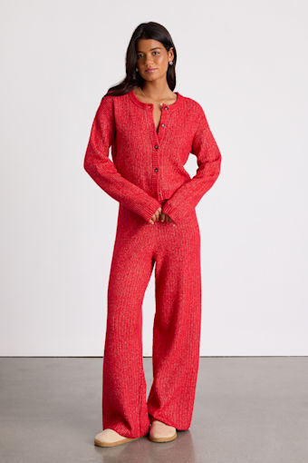 Carvalho Red Ribbed Knit Sweater Pants 1