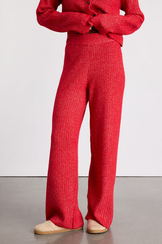 Carvalho Red Ribbed Knit Sweater Pants 2