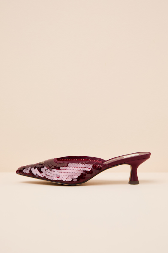 Cleo Cranberry Sequin Pointed-Toe Mule Pumps 1