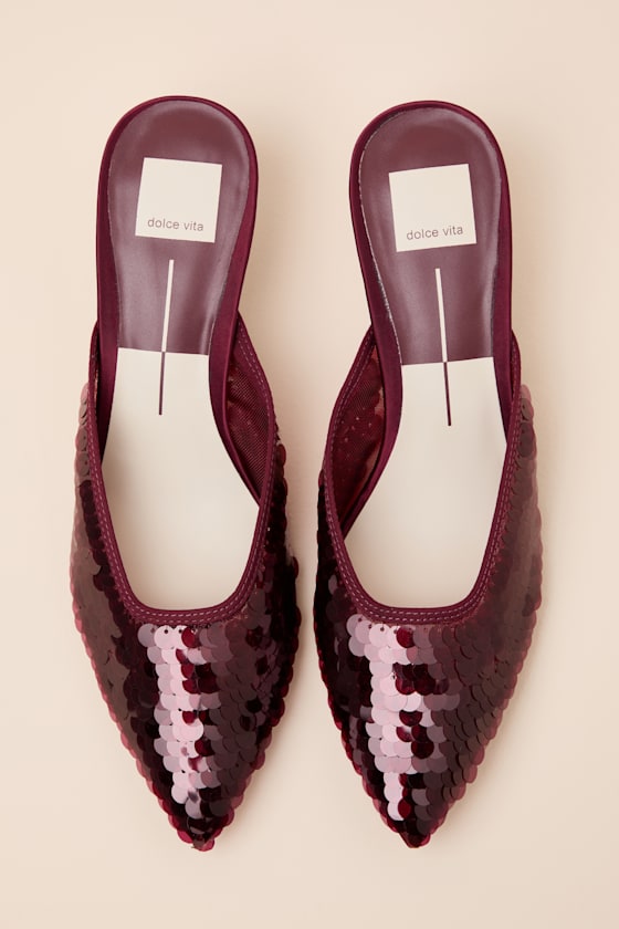 Dolce Vita Cranberry Pumps - Sequin Mule Pumps - Kitten Heels - Image 4