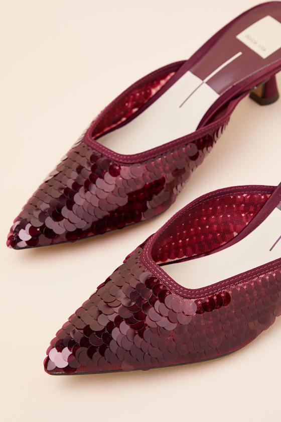 Dolce Vita Cranberry Pumps - Sequin Mule Pumps - Kitten Heels - Image 5