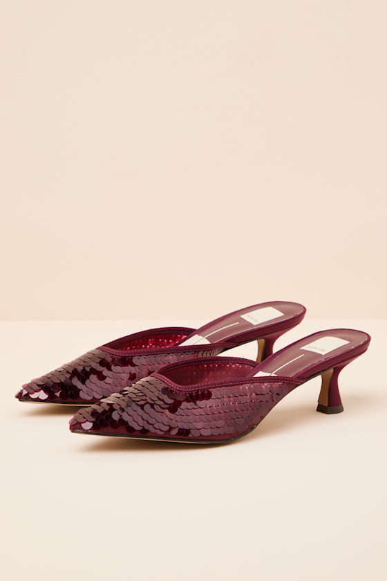Dolce Vita Cranberry Pumps - Sequin Mule Pumps - Kitten Heels - Image 6