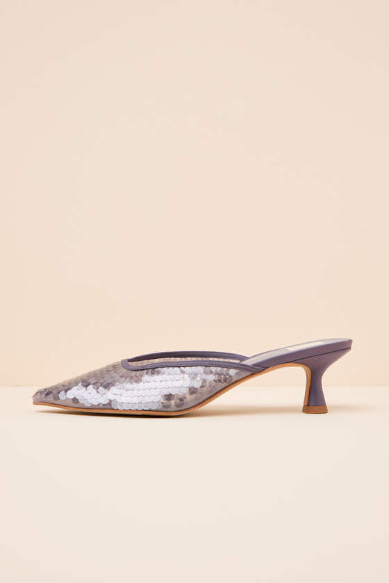 Dolce Vita Smoke Pumps - Sequin Mule Pumps - Kitten Heels - Image 2
