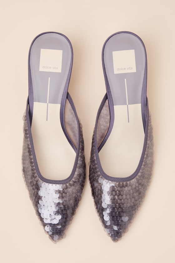 Dolce Vita Smoke Pumps - Sequin Mule Pumps - Kitten Heels - Image 4