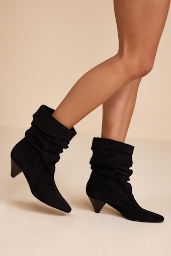 Carrie Black Suede Slouchy Mid-Calf Boots 1