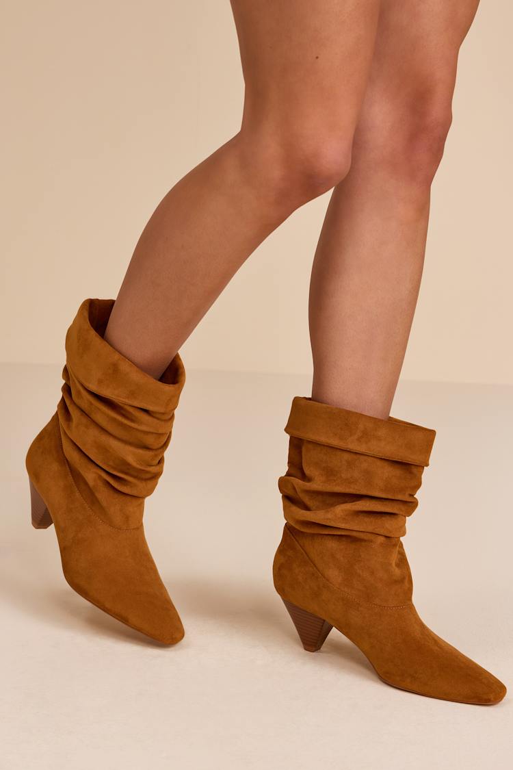 Carrie Tan Suede Slouchy Mid-Calf Boots