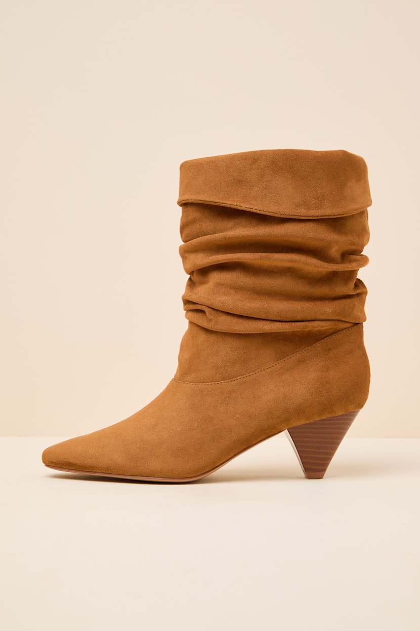 Carrie Tan Suede Slouchy Mid-Calf Boots