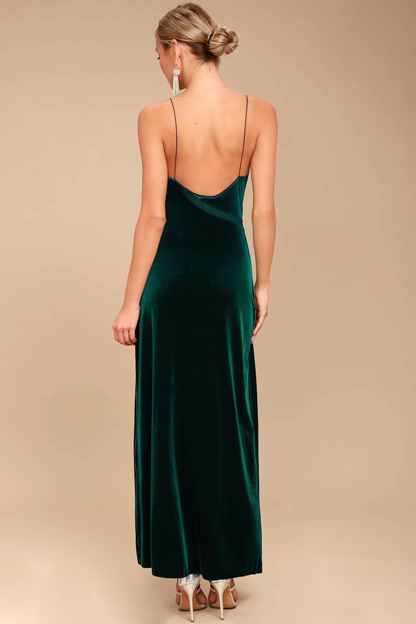 Free People Spliced - Forest Green Maxi Dress - Velvet Dress - Lulus Free People Spliced - Forest Green Maxi Dress - Velvet Dress - Lulus