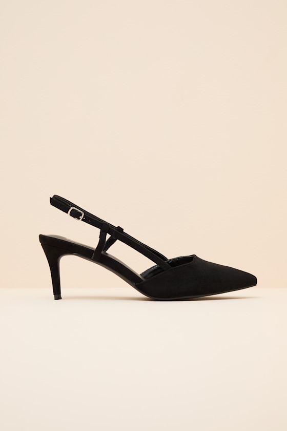 Cadey Black Suede Pointed-Toe Slingback Pumps 1