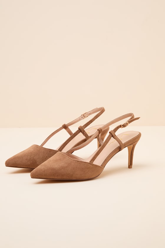 Cadey Tan Suede Pointed-Toe Slingback Pumps 7
