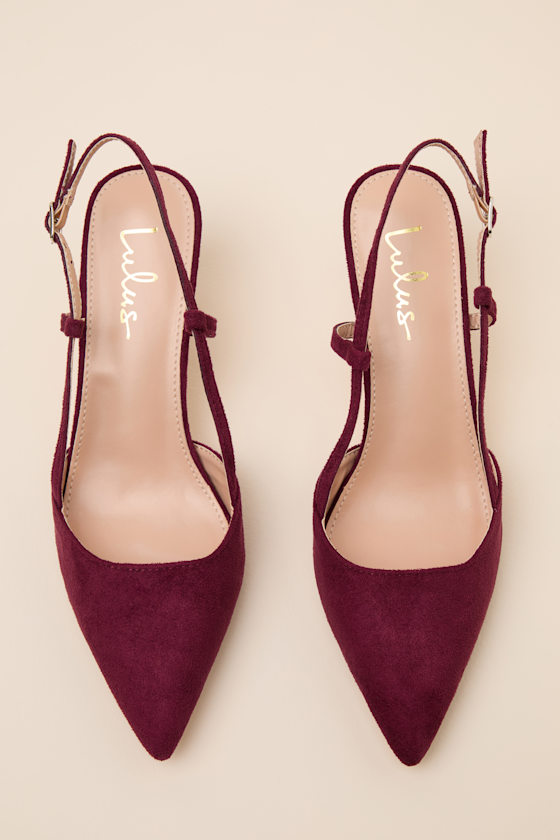 Cadey Burgundy Suede Pointed-Toe Slingback Pumps 2