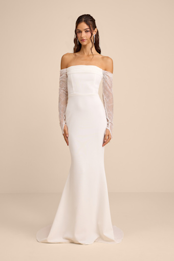 Anabella White Off-the-Shoulder Mermaid Maxi Dress 1