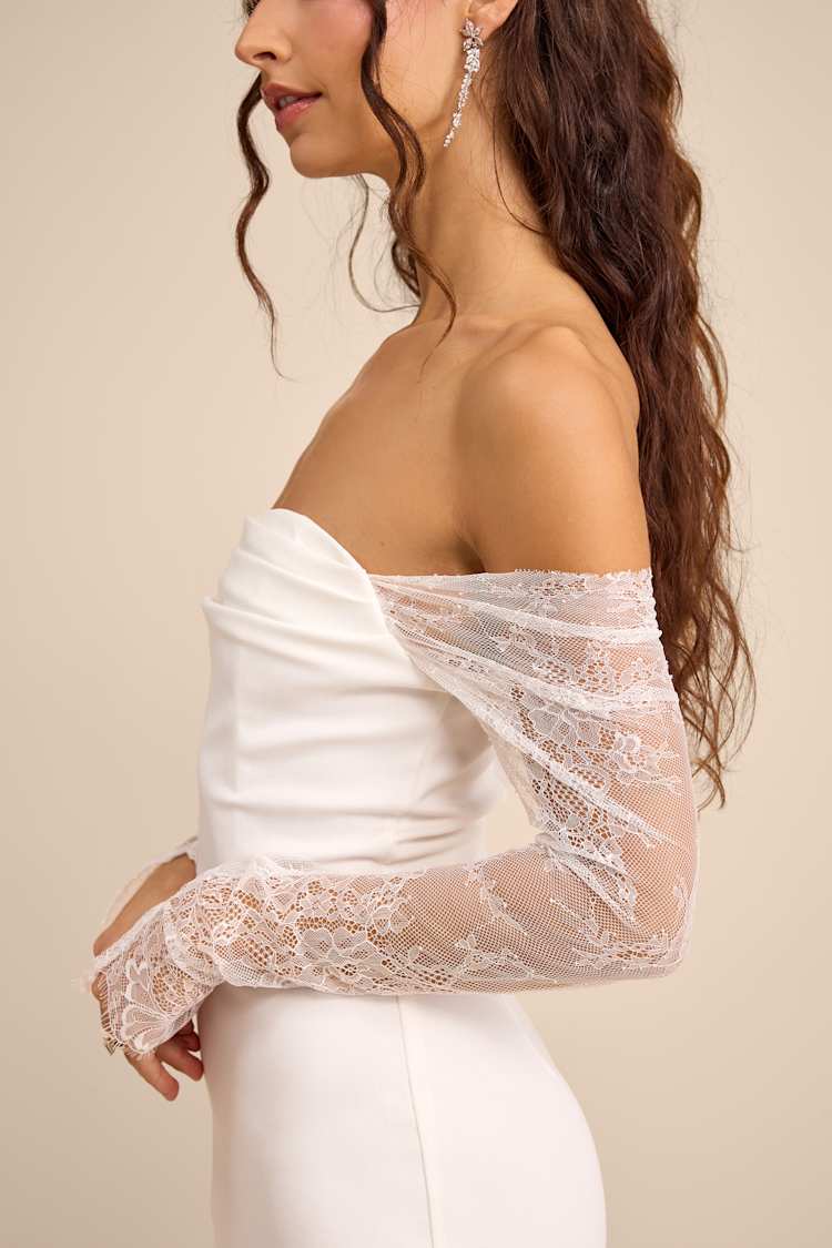 White Off-the-Shoulder Mermaid Maxi Dress | Womens | Large (Available in XS, M) | 100% Polyester | Lulus White Off-the-Shoulder Mermaid Maxi Dress | Womens | Large (Available in XS, M) | 100% Polyester | Lulus