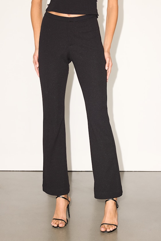 Lulus Maria Black Mid-rise Bootcut Trouser Pants In Black