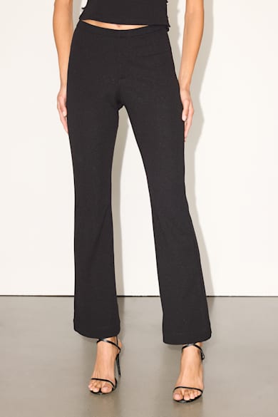 torn by ronny kobo black dress Women Ready-to-Wear | Black crepe flared trousers with buckle detail main image 1