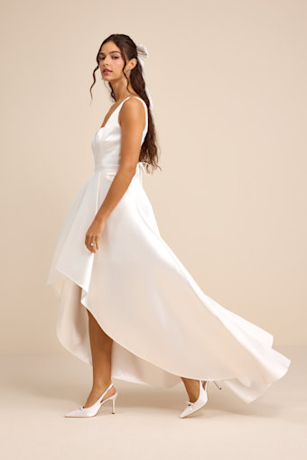 Rosabelle White Taffeta Bustier High-Low Maxi Dress 4