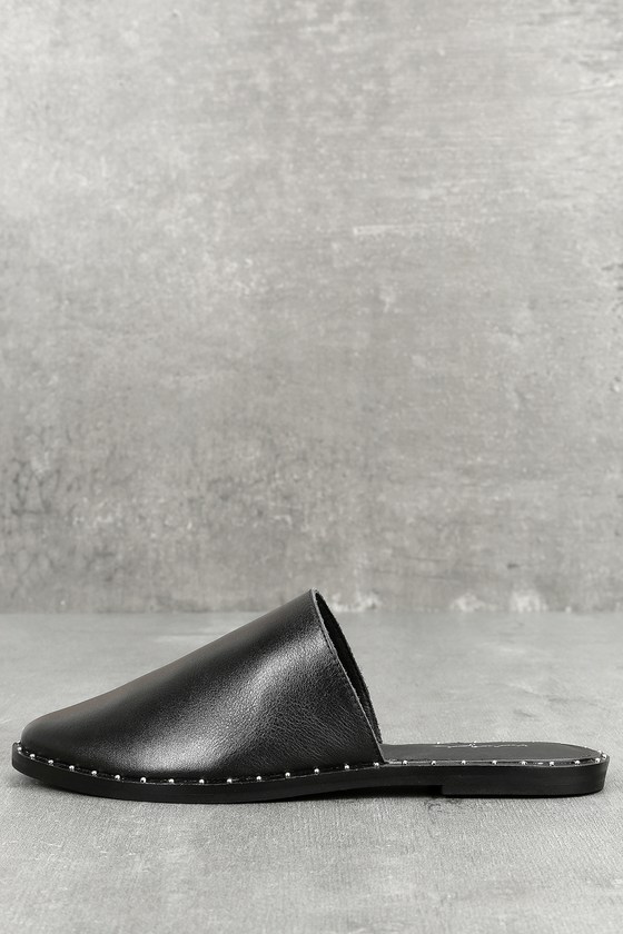 leather studded mules