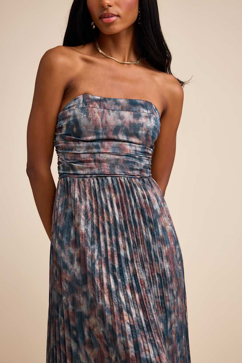 strapless open back dress Wicked Games Strapless Pleated Maxi Dress Orange– Selfie Leslie main image 0