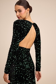 Rhonna Emerald Green Velvet Sequin Mermaid Maxi Dress 1