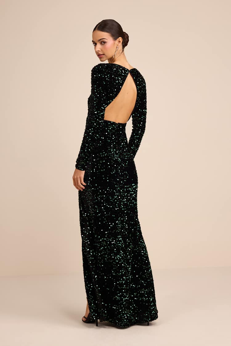 green velvet sequin dress Green Oasis Occasion Velvet Sequin Midi Dress