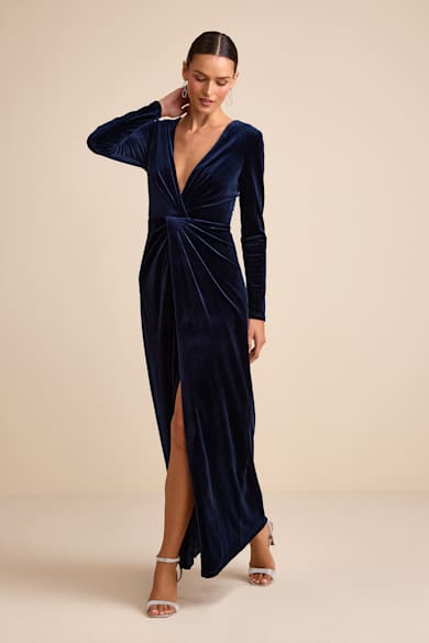 navy blue dress for baby girl Women's Fall Winter Dress Long Bell Sleeve Mock Neck Floral Velvet Long  Maxi Dress Party Dress Wedding Guest Dress Black S at Amazon Women's  Clothing store main image 0