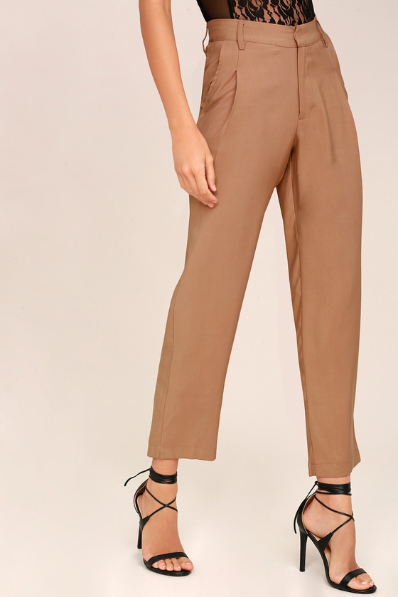 EVIDNT Cropped Pants - Light Brown Pants - Trouser Pants - Lulus