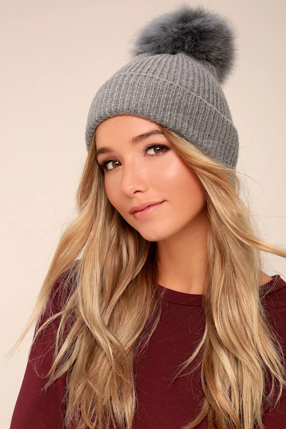Cover Your Ears Pom Pom Beanie in Grey main image 0