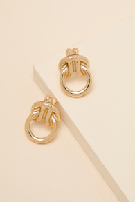 Bensen Gold Knotted Doorknocker Earrings 1