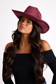 Farva Burgundy Suede Studded Cowboy Hat 1