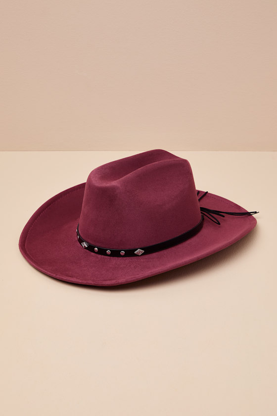 Farva Burgundy Suede Studded Cowboy Hat 1