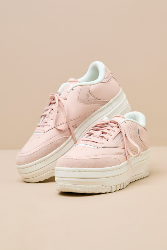 Club C Extra Bleached Peach Leather Flatform Sneakers 1