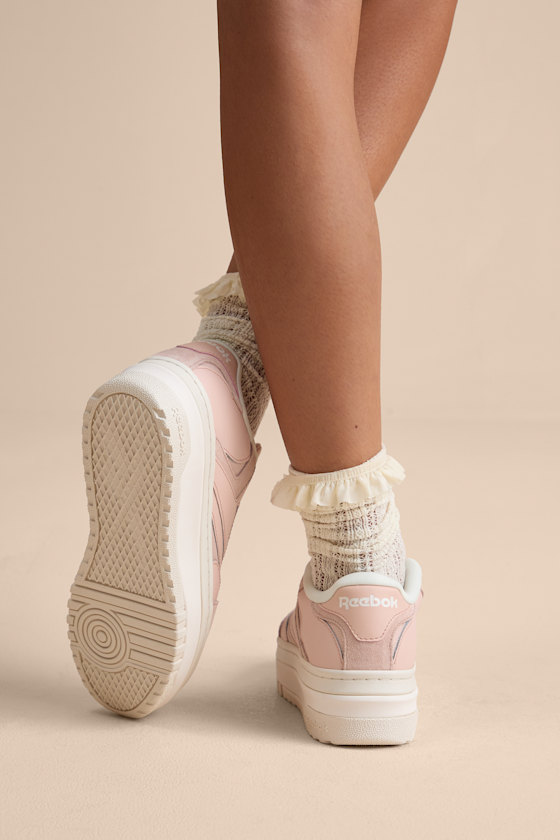 Club C Extra Bleached Peach Leather Flatform Sneakers - thumbnail 3