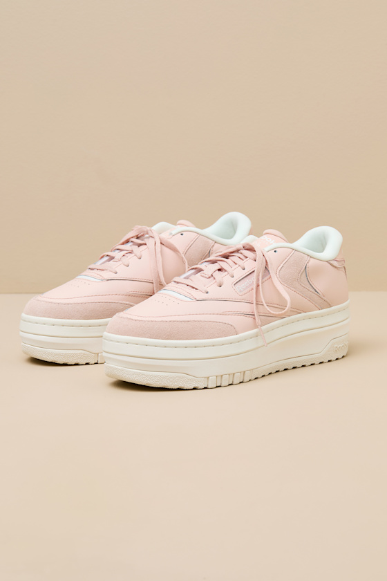 Club C Extra Bleached Peach Leather Flatform Sneakers - thumbnail 6