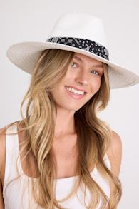 Raven White Bandana Woven Straw Fedora Hat 1