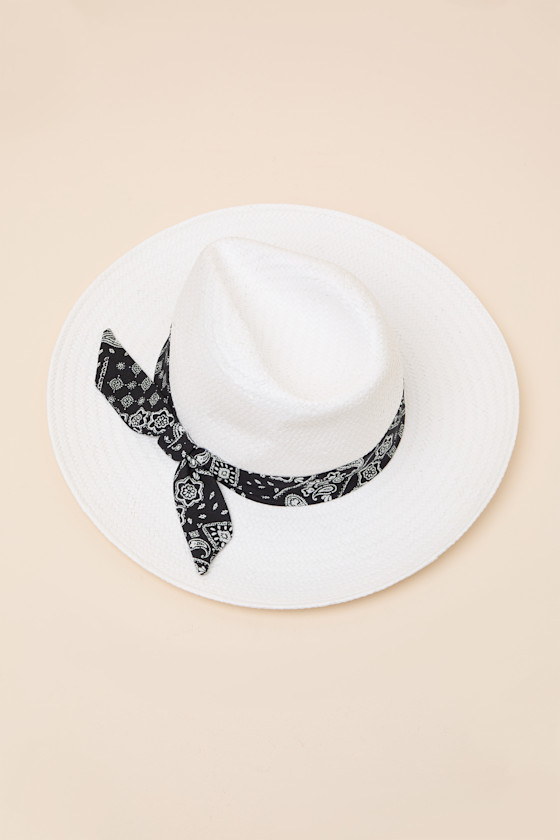 Shiraleah Raven Hat - White Straw Woven Fedora - Bandana Hat - Image 5