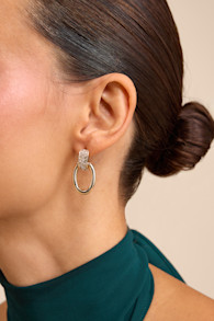 Stassy Gold Rhinestone Oval Drop Earrings 1