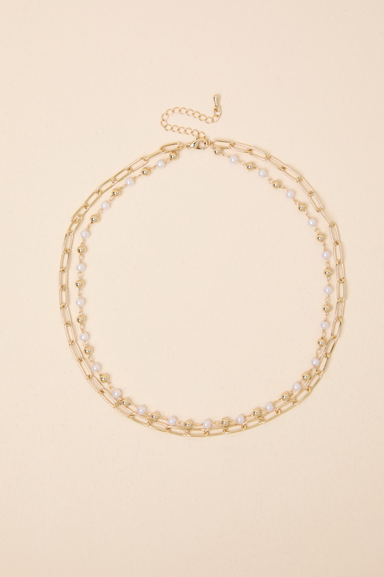 Jamari Gold Pearl Layered Necklace